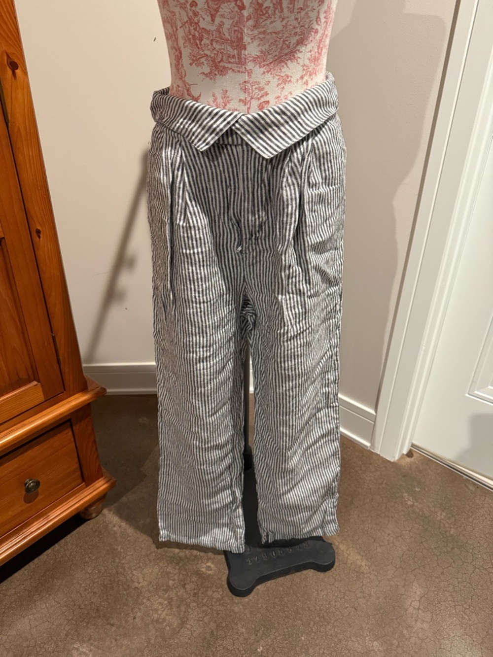 Reformation Black & White Striped Pants